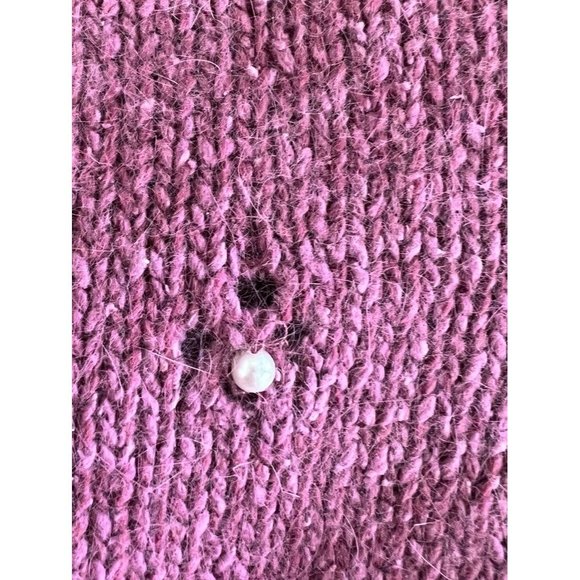 VINTAGE 80's LeRoy Knitwear Silk Angora Sweater Puff Shoulder sewed Pearl M Rose - Picture 5 of 7